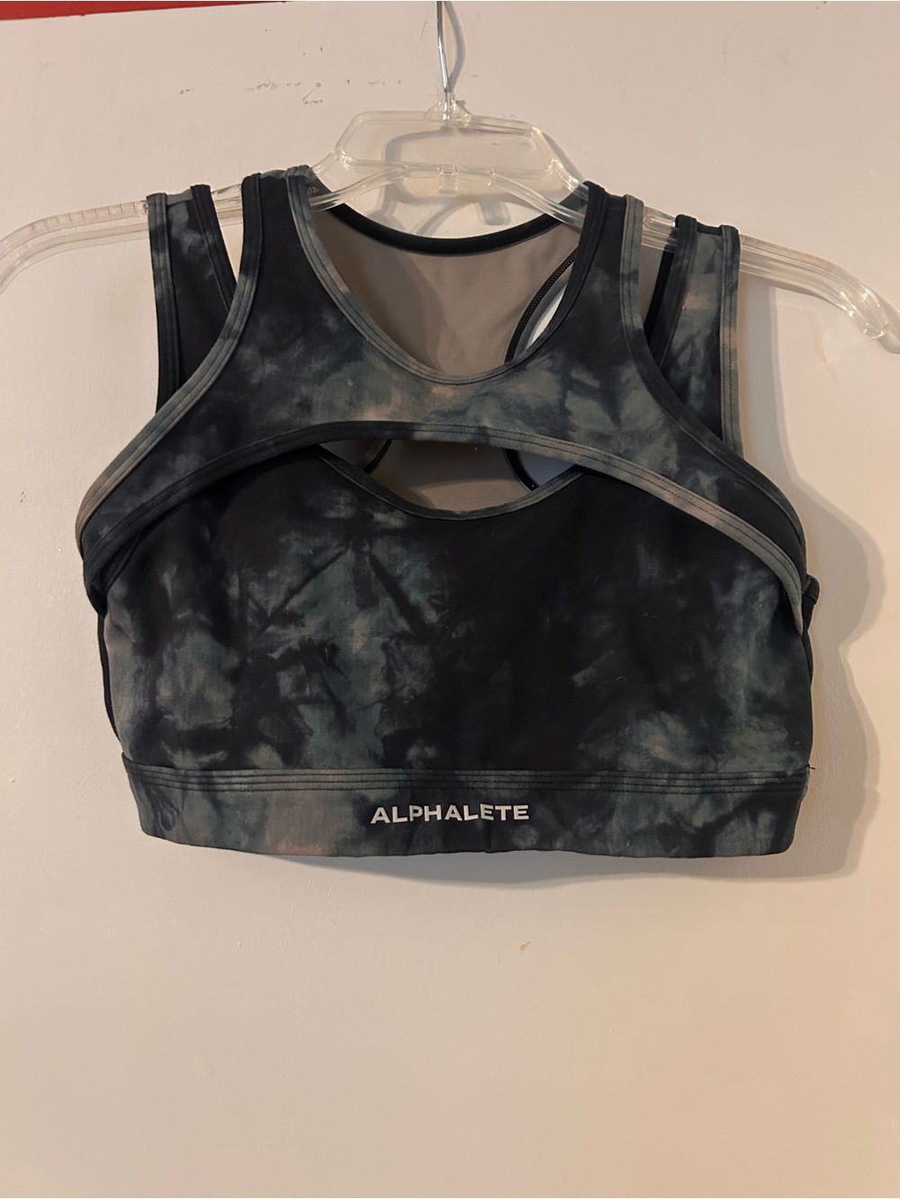 Alphalete Tie-Dye Black & Gray Cutout Sports Bra